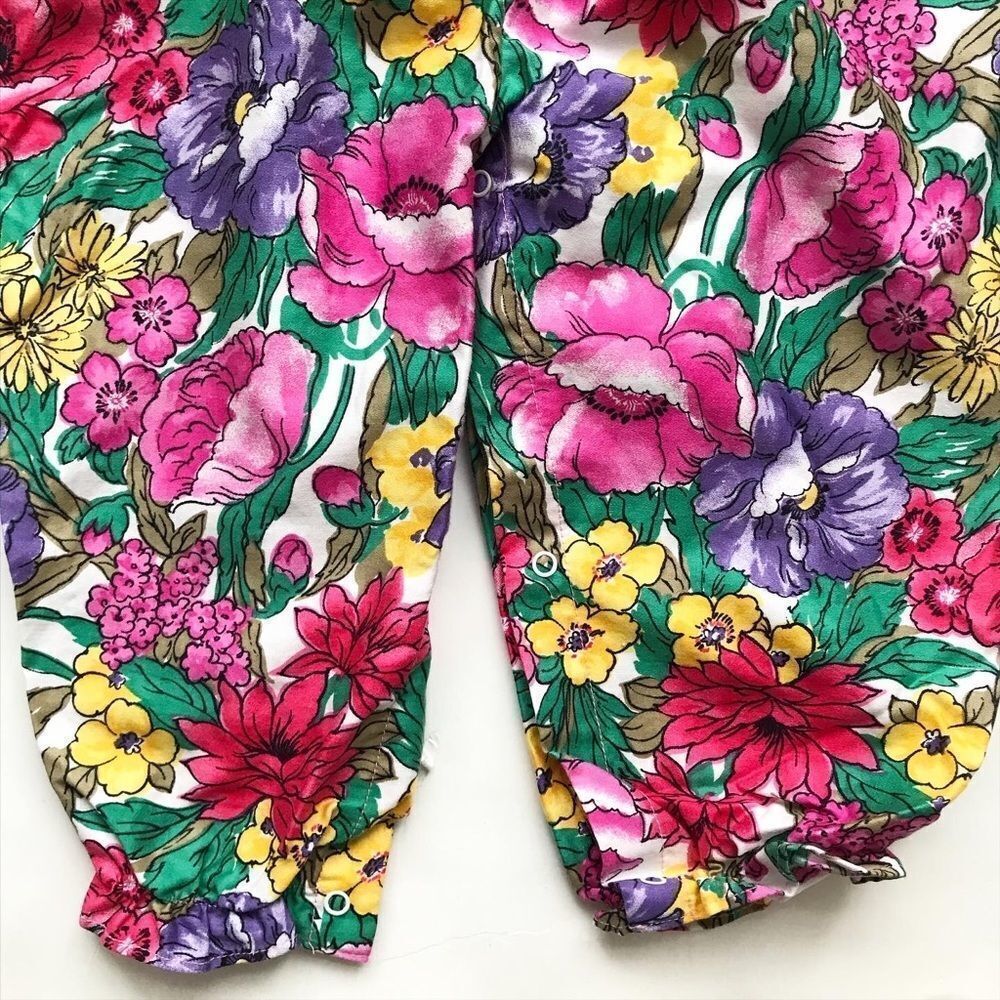 Vintage Floral print ruffle collar jumpsuit EUC 24 months - Picture 6 of 11